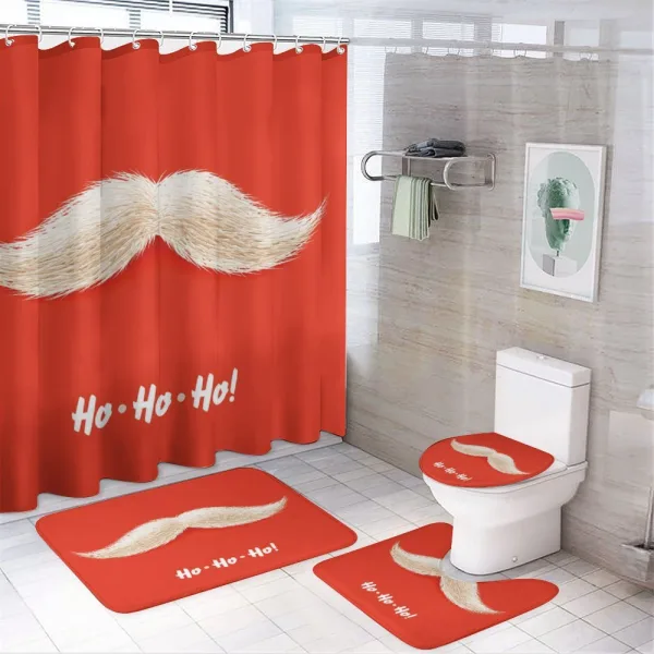 Vivid Santa Mustache on a shower curtain
