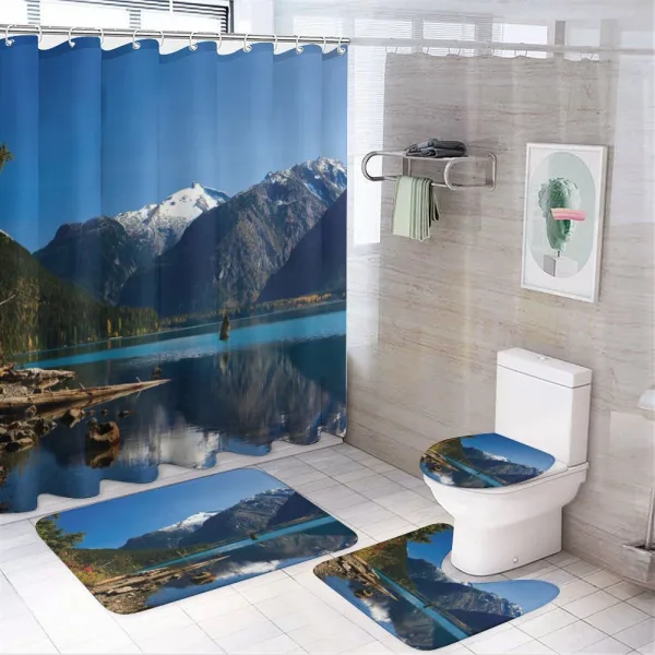 Winter Mountain Trees on a shower curtain