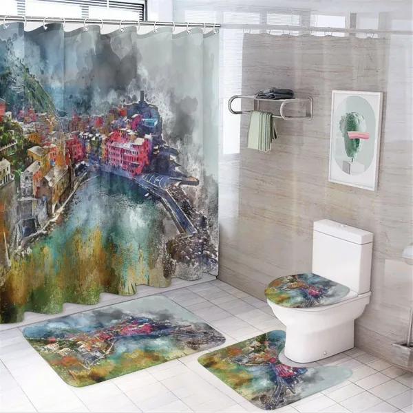 Aerial Village on a shower curtain
