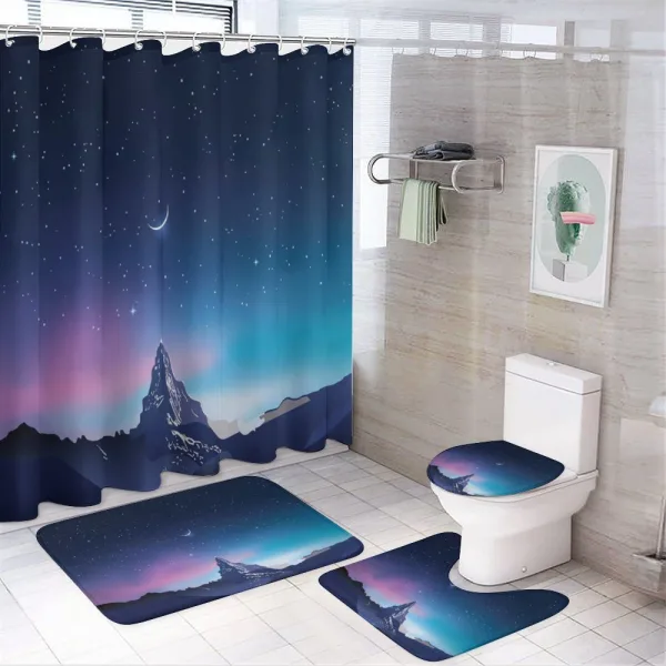 Aurora Borealis Mountain on a shower curtain