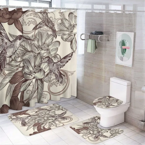 Bird Flowers Pattern on a shower curtain