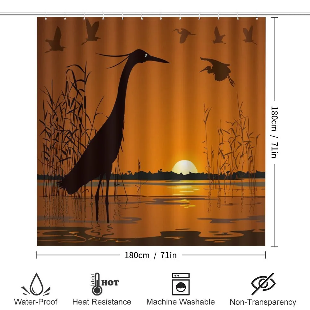 Bird Silhouettes Swamp Sunset — Detail 2