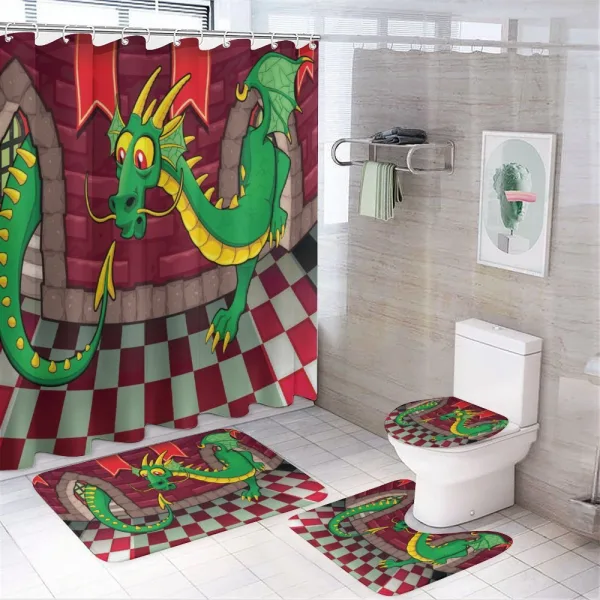 Castle with Dragon on a shower curtain