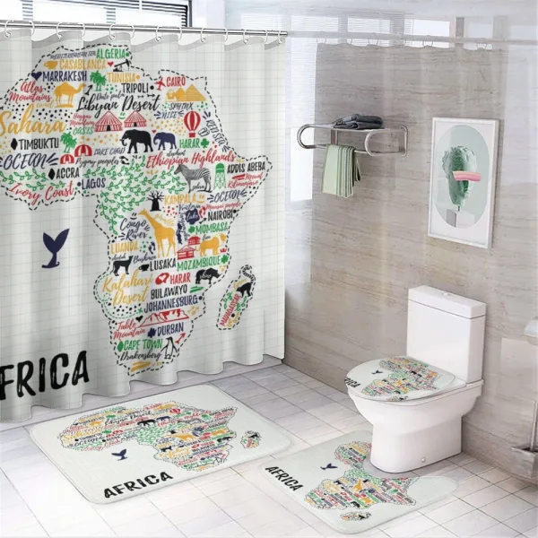Continent Colored on a shower curtain