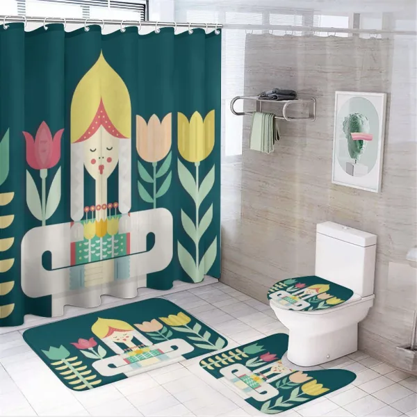 Dutch Girl and Flowers on a shower curtain