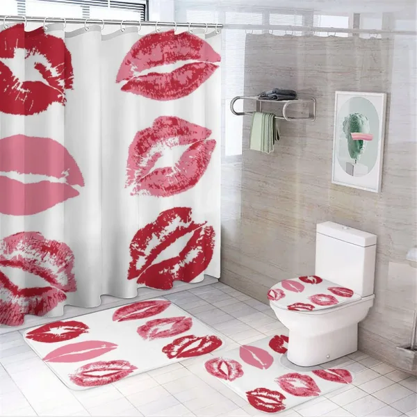 Faded Looking Kissess Worn on a shower curtain
