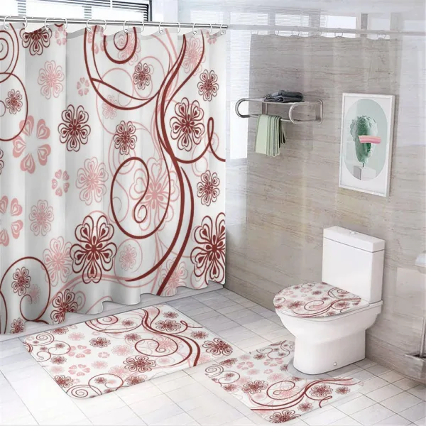 Flowers Bold Lines on a shower curtain