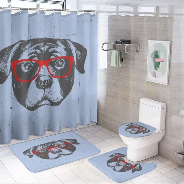 Funny Hipster Dog on a shower curtain