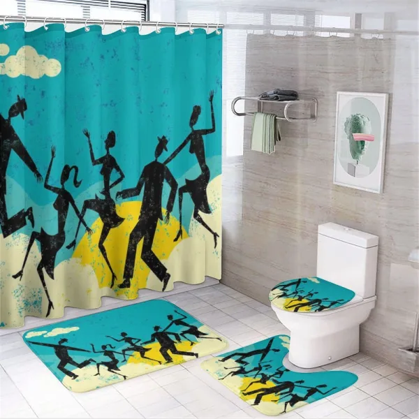 Grunge Silhouette Dancing on a shower curtain