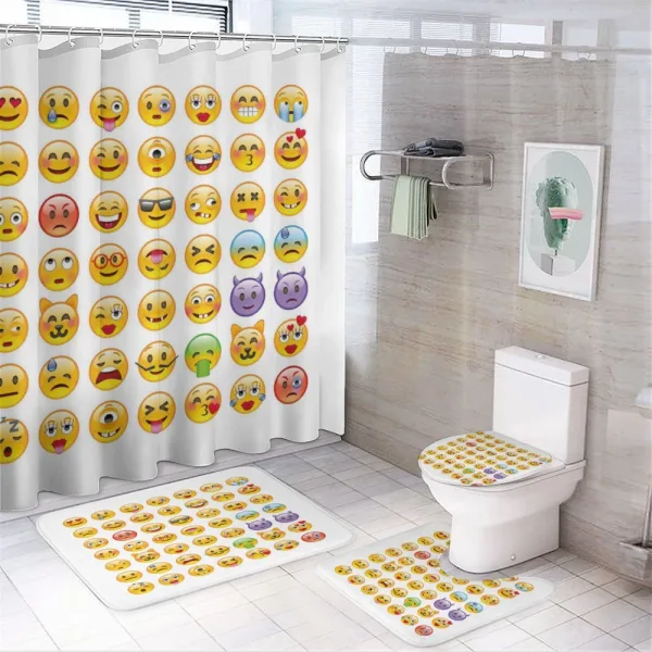 Many Emoticons Aliens on a shower curtain