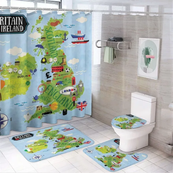 Maps of Britain Ireland on a shower curtain