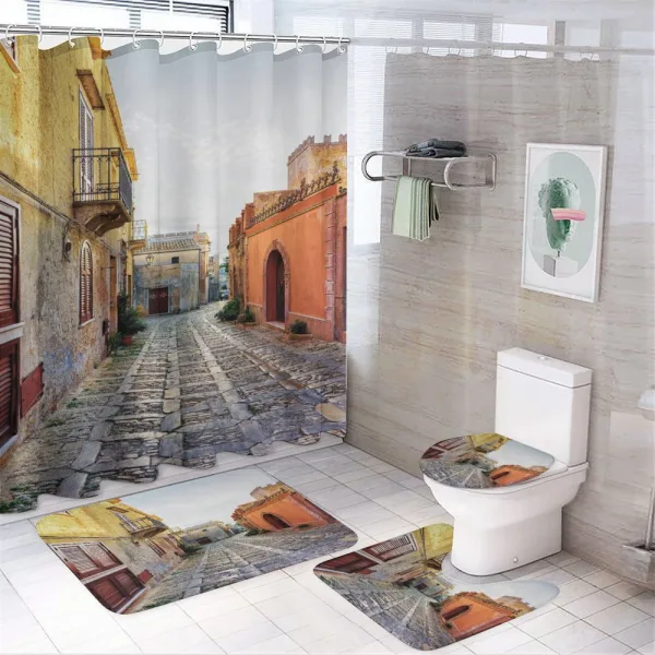Narrow Street Erice on a shower curtain