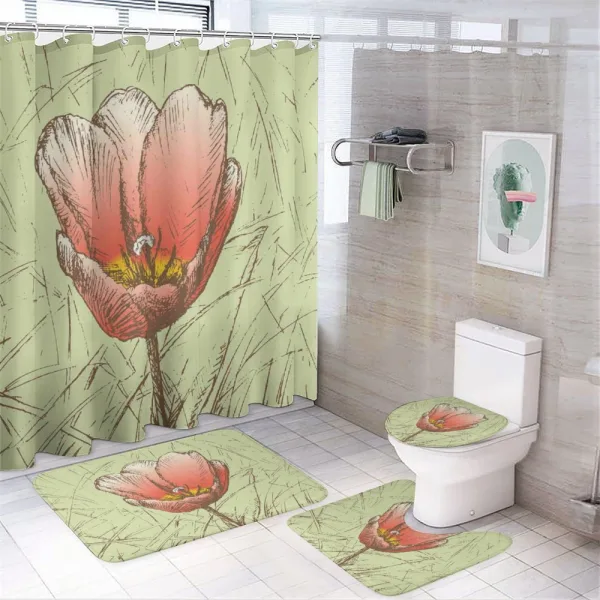 Romantic Flower Sketch on a shower curtain