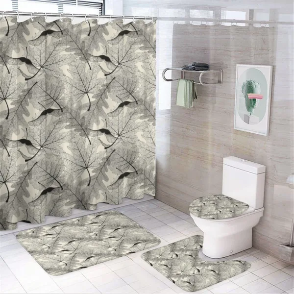 Skeleton of Leaves Graphic on a shower curtain