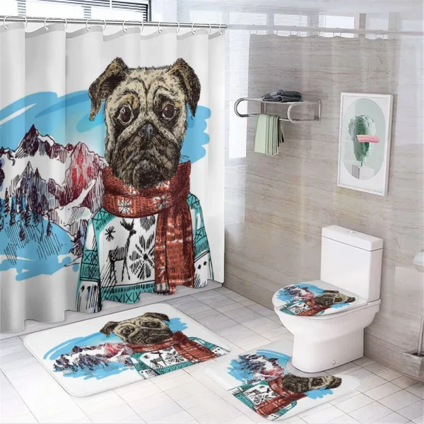 Sketch Style Dog Doodle on a shower curtain
