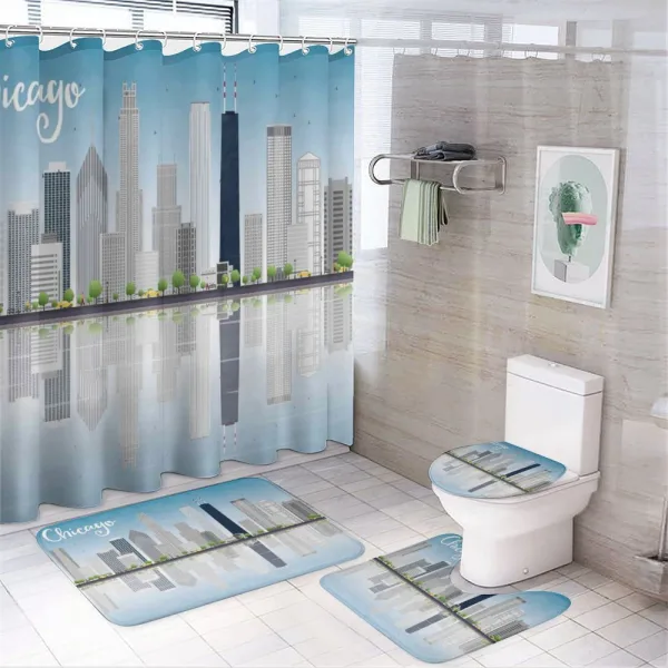 Skyscrapers American on a shower curtain