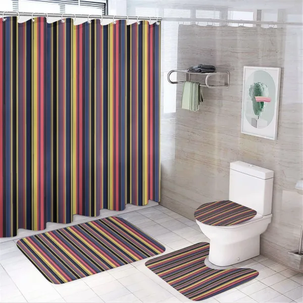 Vintage Geometric Stipes on a shower curtain