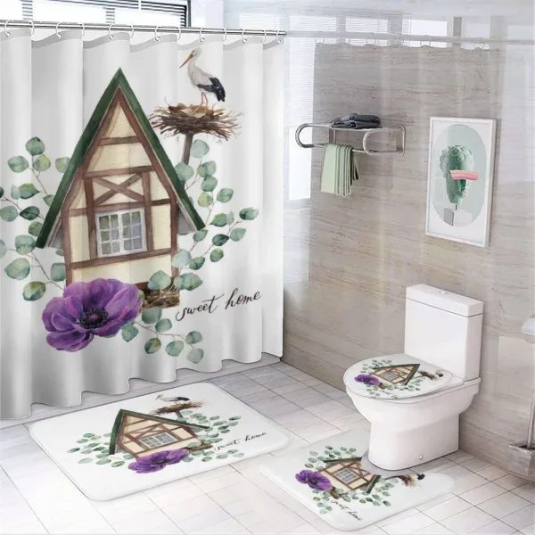 Watercolor Home on a shower curtain
