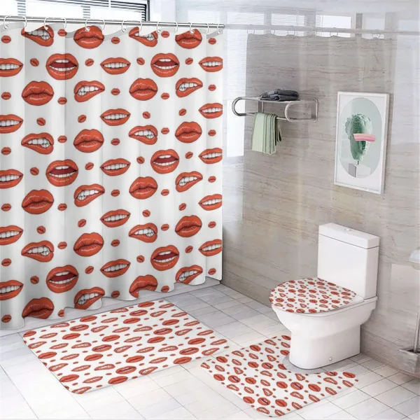 Woman Lips with Gestures on a shower curtain