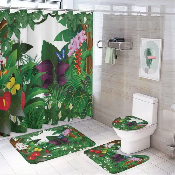 Blooming Flowers Butterflies on a shower curtain