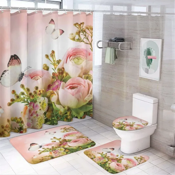 Blossoming Feminine Roses on a shower curtain