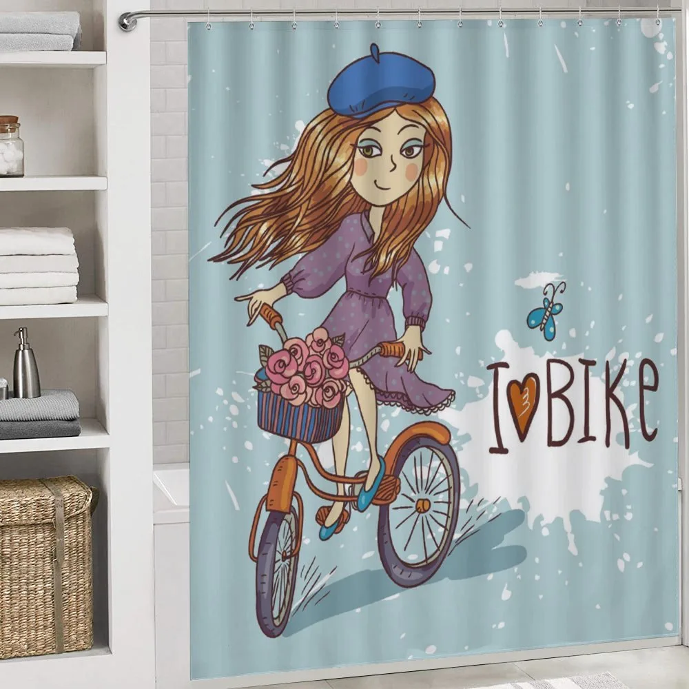 Cartoon Girl with Bike — Detail 4