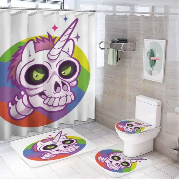 Cartoon Unicorn Design on a shower curtain