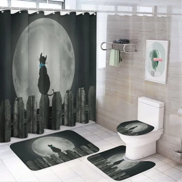 Cat Looking at the Moon on a shower curtain