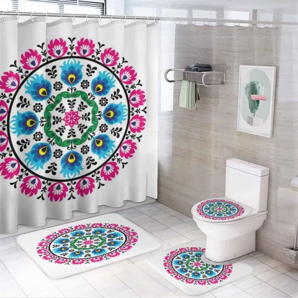 Circular Slav Motif on a shower curtain