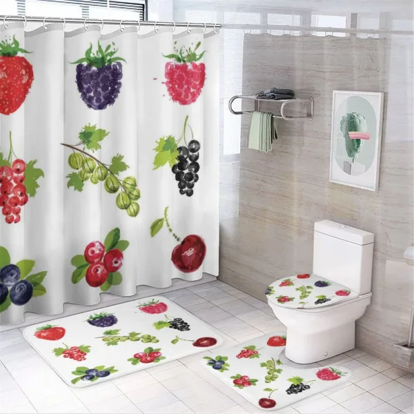 Composition of Berries on a shower curtain