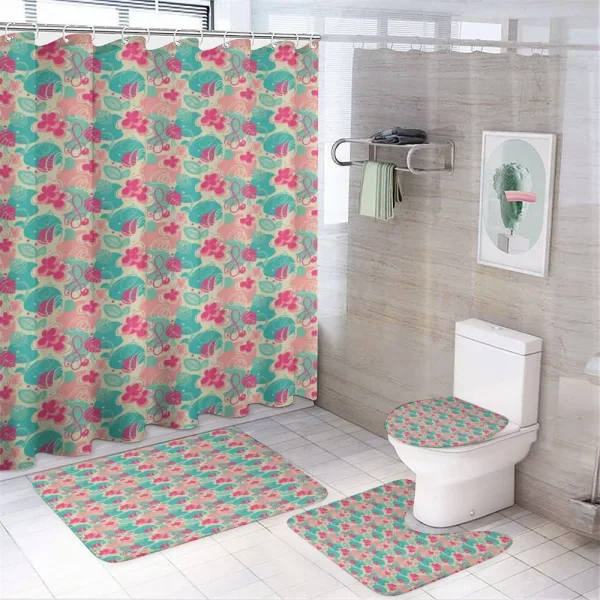 Doodle Foliage Leaves on a shower curtain
