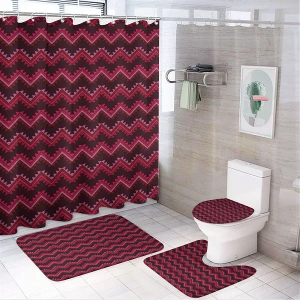 Ethnic Chevrons in Warm Tones on a shower curtain