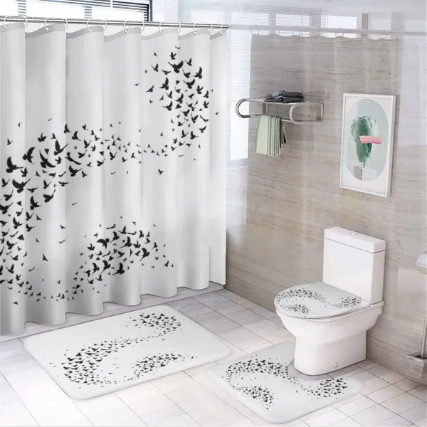 Flock of Flying Birds on a shower curtain