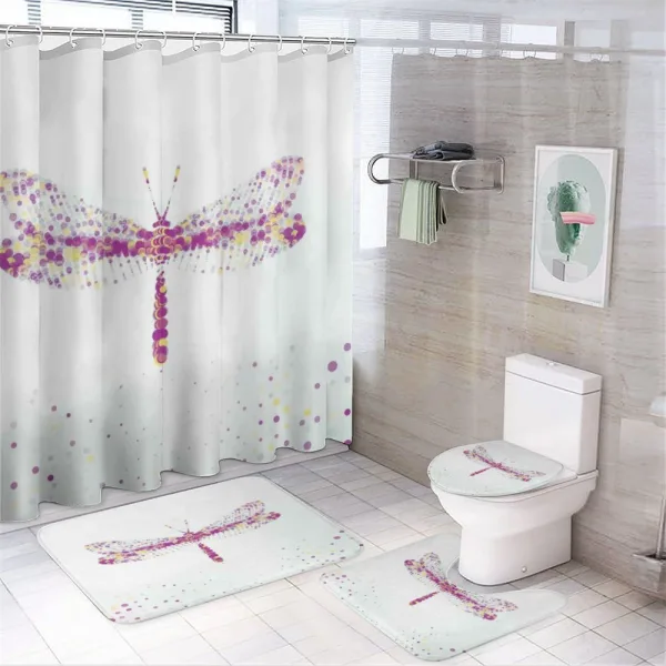 Flying Dragonfly on a shower curtain