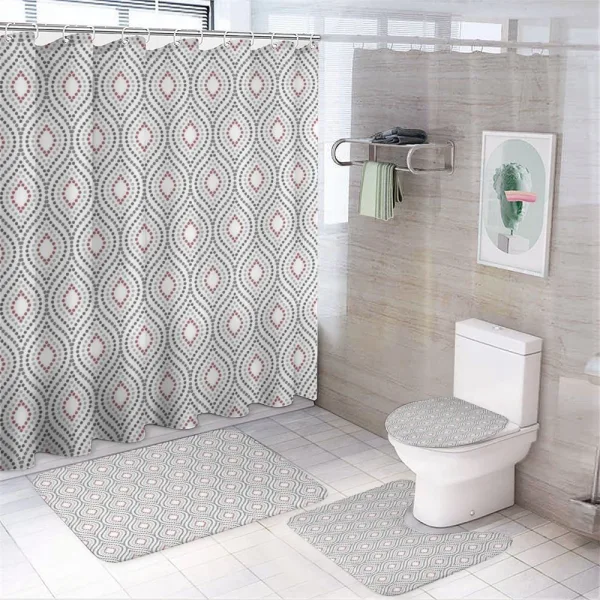 Geometric Dotted Lines on a shower curtain