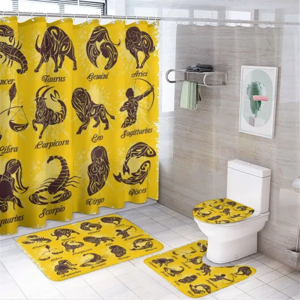 Grungy Zodiac Signs on a shower curtain