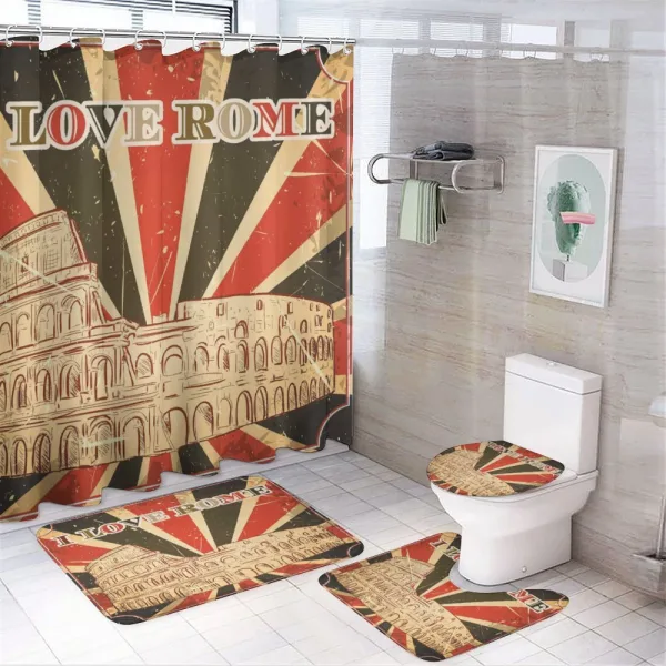 Italian Rome Lettering on a shower curtain