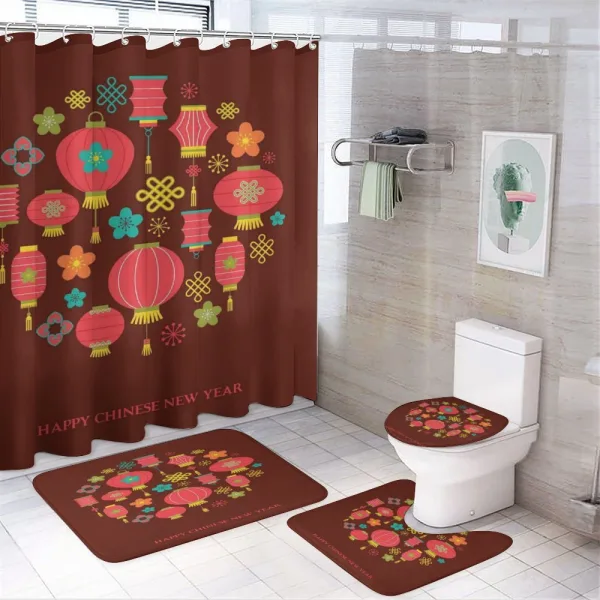 Lanterns Knots on a shower curtain