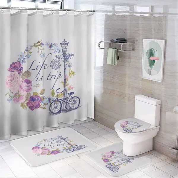 Life is Trip Words on a shower curtain