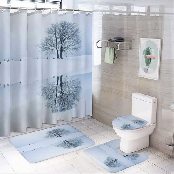 Lonely Tree in Winter on a shower curtain