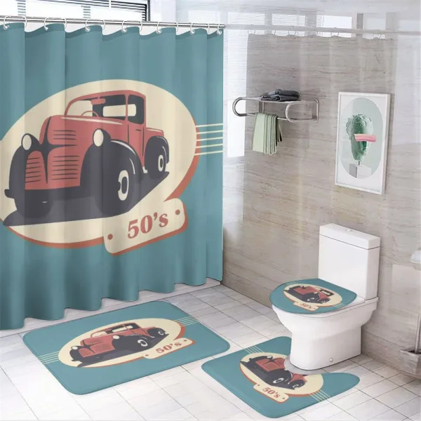 Nostalgic Antique Vehicle on a shower curtain