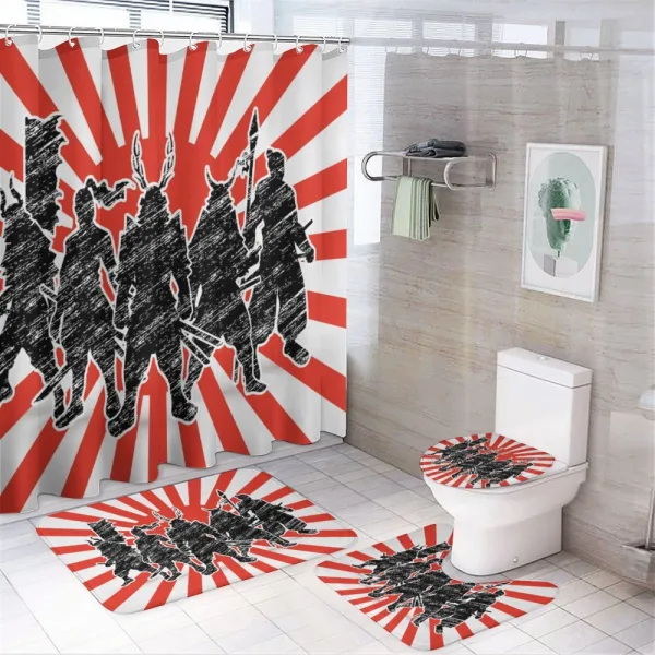 Samurai Ninja Retro on a shower curtain