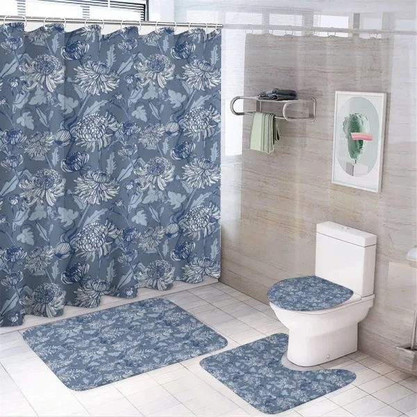 Sketch of Chrysanthemums on a shower curtain