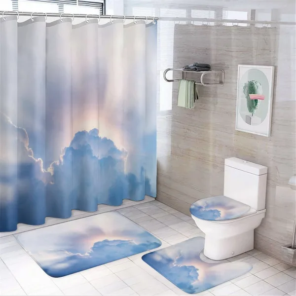 Sunbeam and Fluffy Clouds on a shower curtain