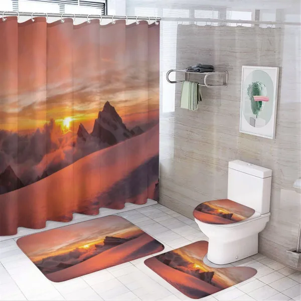 Sunrise in Swiss Alps on a shower curtain