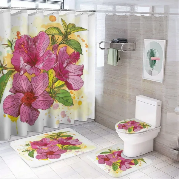 Vibrant Hibiscus Flower on a shower curtain