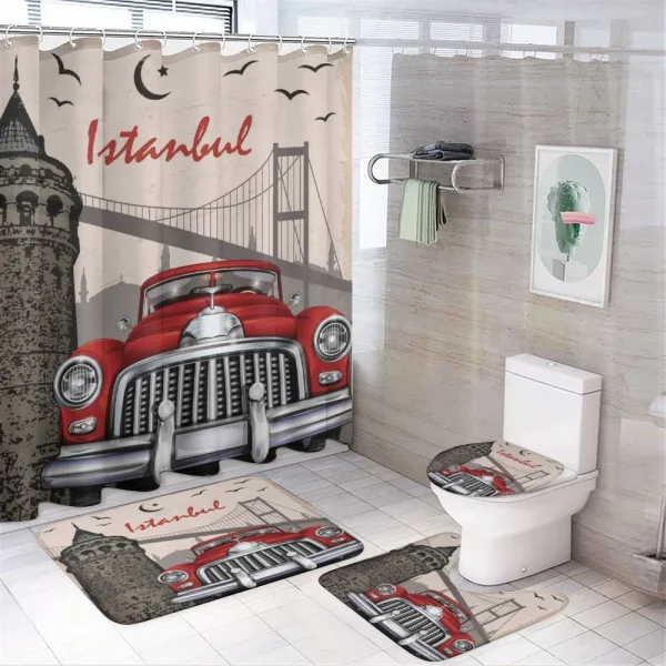 Vintage City Scenery on a shower curtain