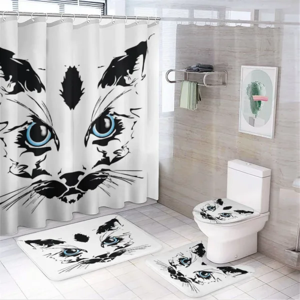 Big Cat Face Pet Sketchy on a shower curtain