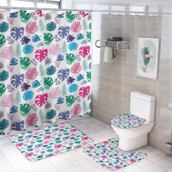 Colorful Tropic Leaves Aloha on a shower curtain