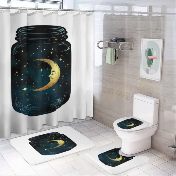 Crescent and Stars in Wish Jar on a shower curtain